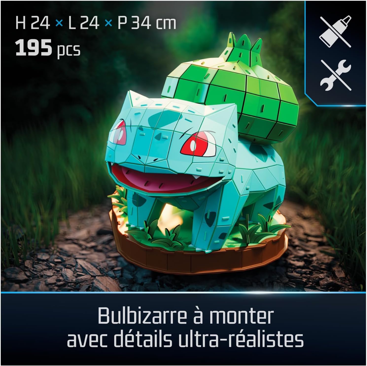 Detalle de Puzzle 3D 4D Build Pokémon – Maquette Bulbizarre (195 pièces)