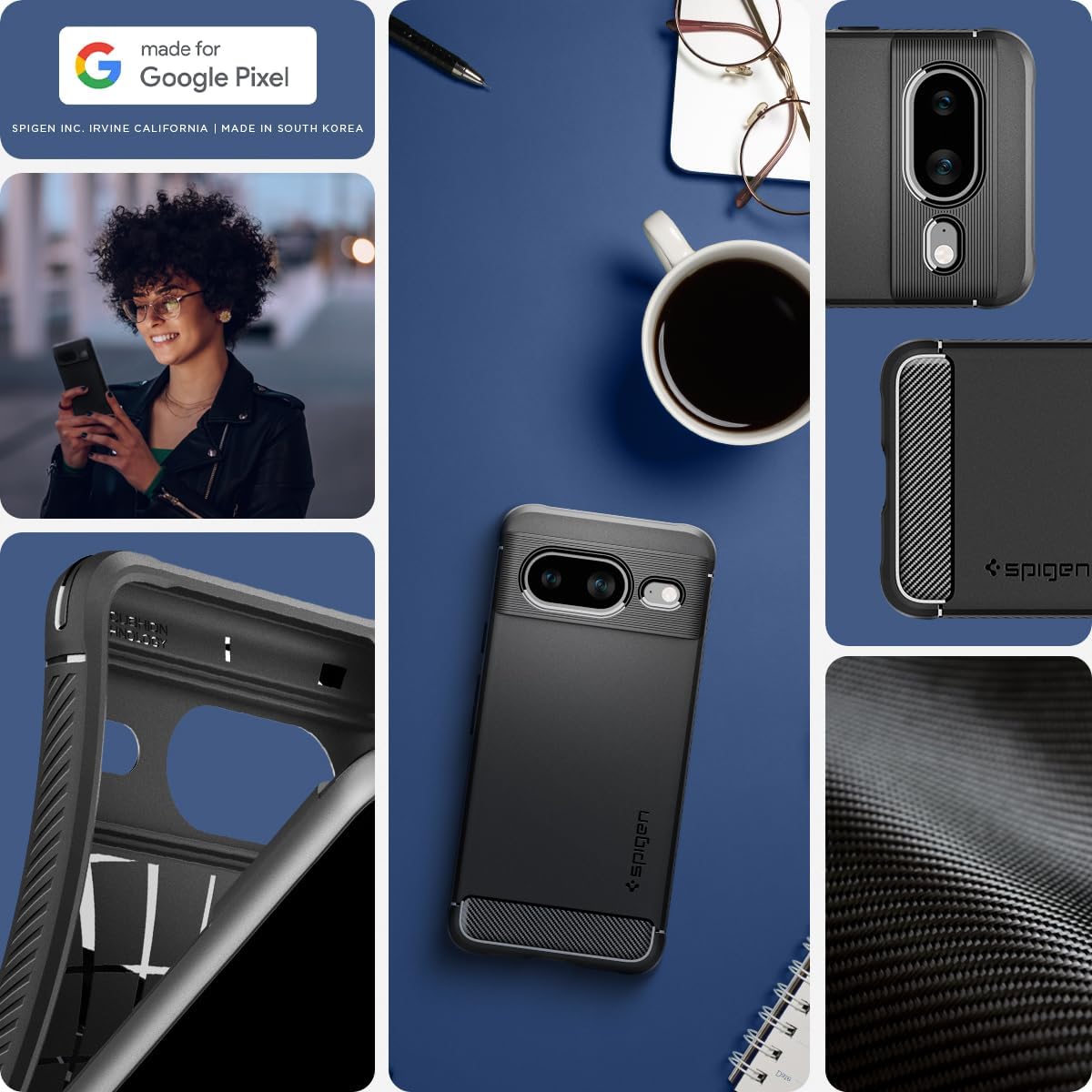 Thumbnail 1 de Spigen Cover Rugged Armor compatibile con Google Pixel 8 – Nero opaco
