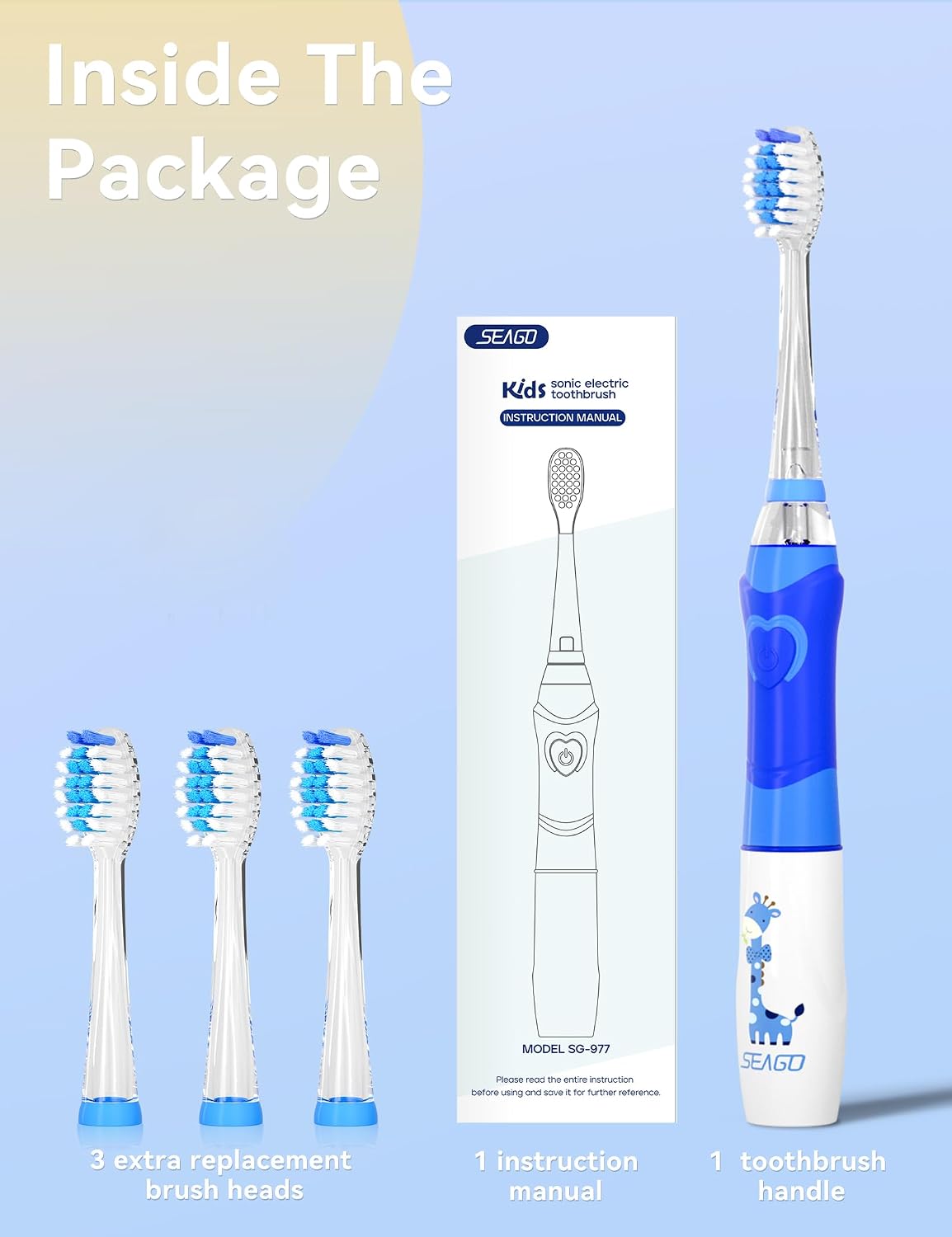 Thumbnail 5 de SEAGO SG-977 Kids Electric Toothbrush, 4 Heads 🪥