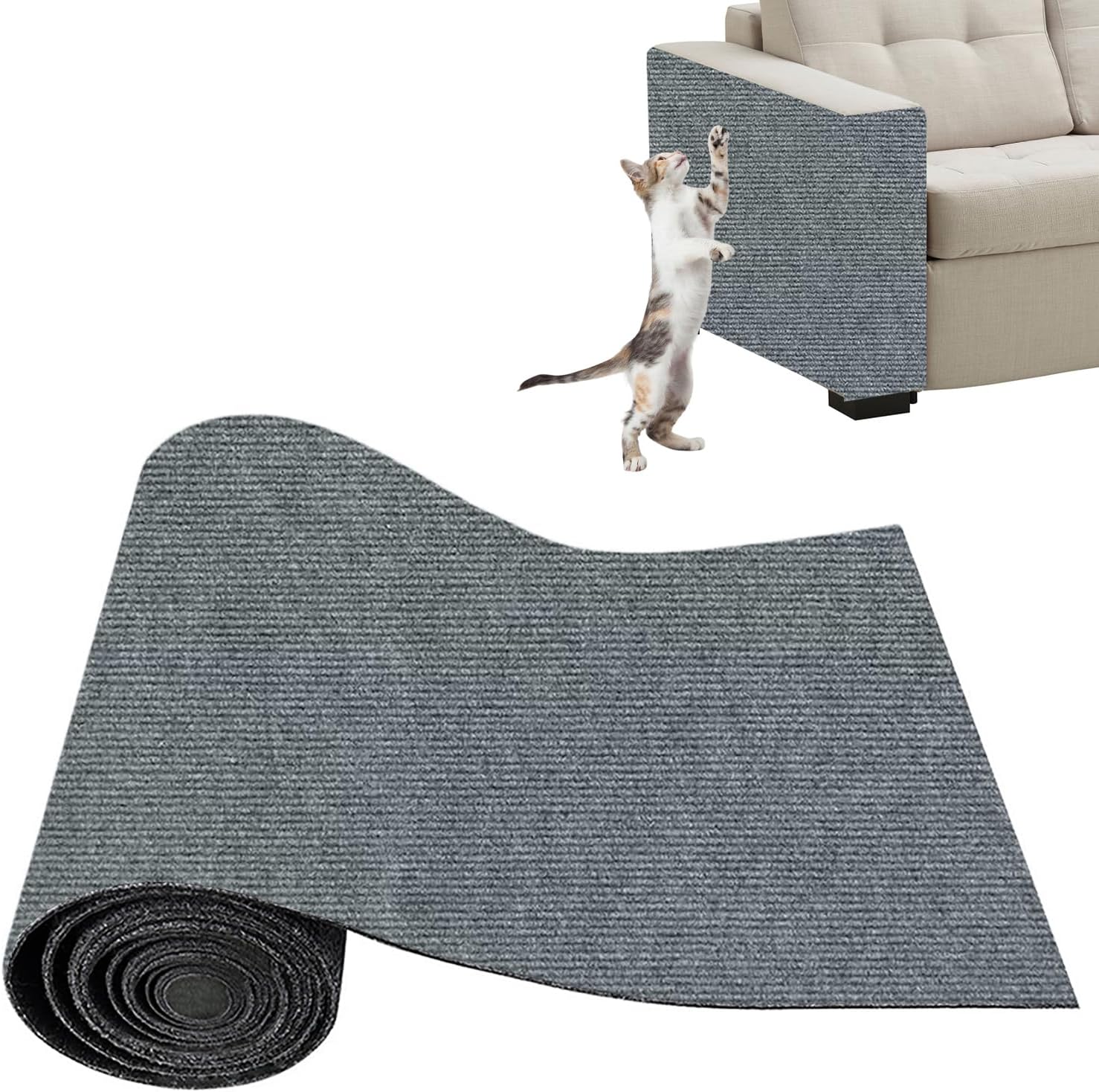 Imagen de Xynovate Alfombra Rascador para Gatos: Tapete Autoadhesivo Flexible para Rascar y Proteger Muebles en OfertitasTOP