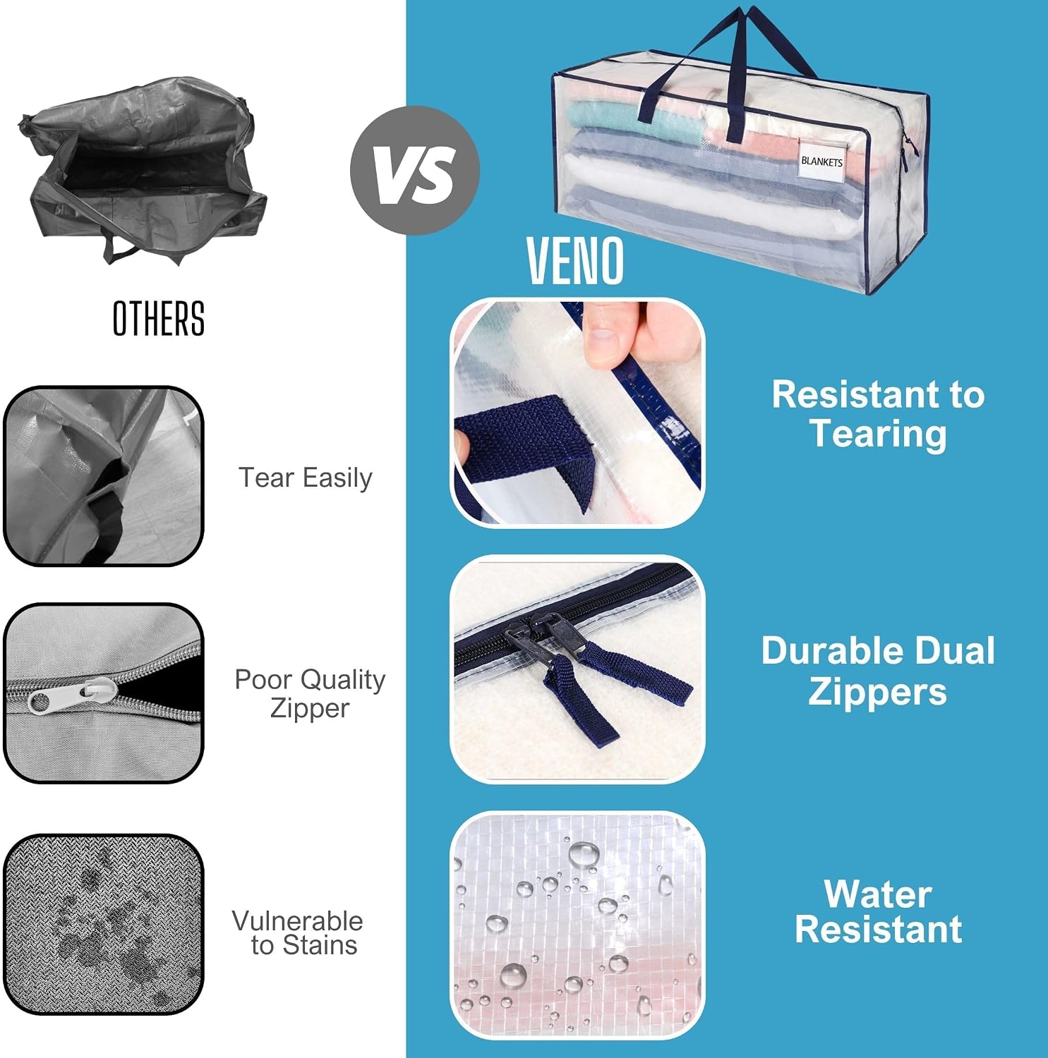 Detalle 2 de VENO 10-Pack Moving Bags with Backpack Straps