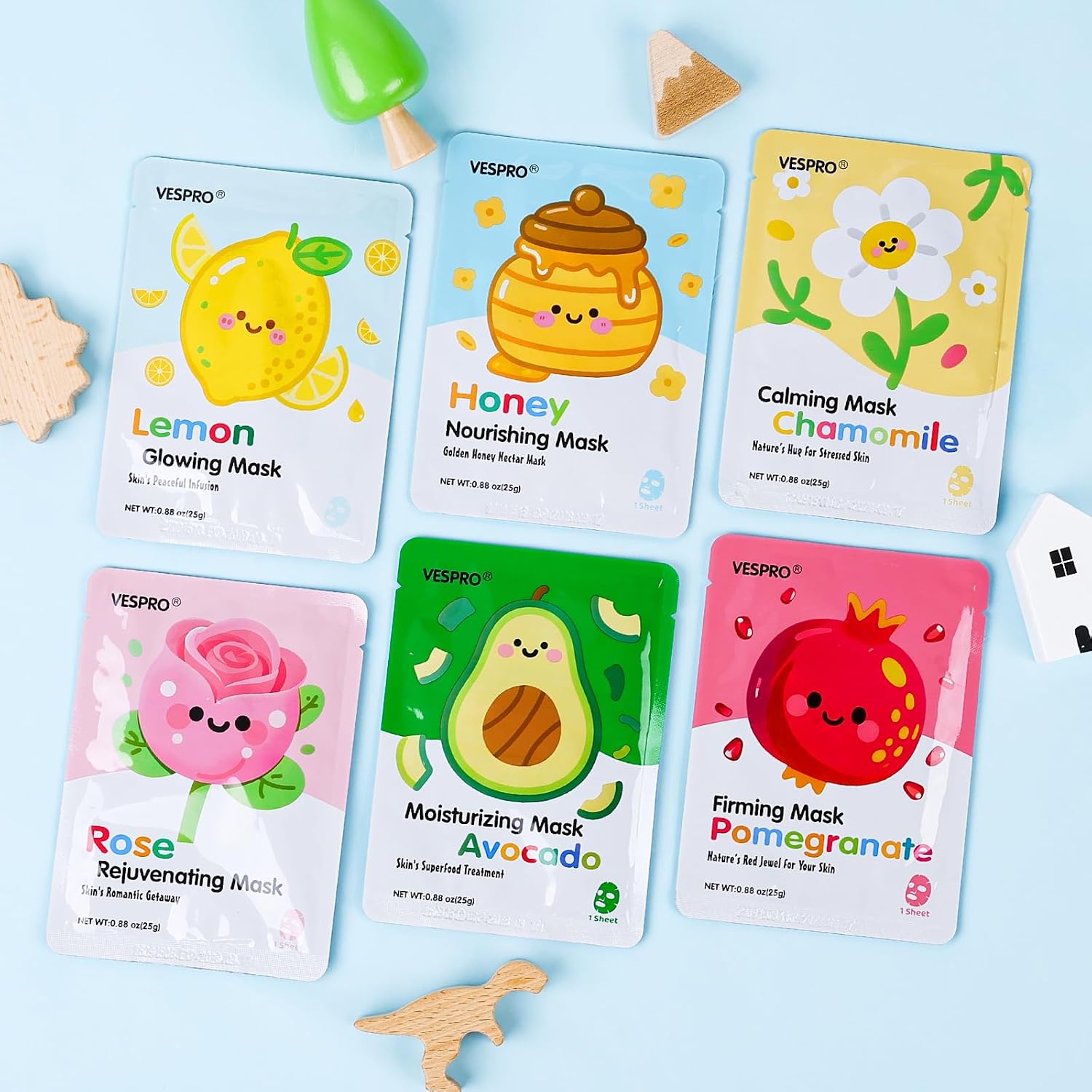 Detalle de 12 Pack Face Masks for Women Hydrating & Moisturizing Facial Mask Set (Collagen, Pomegranate, Rose & More)