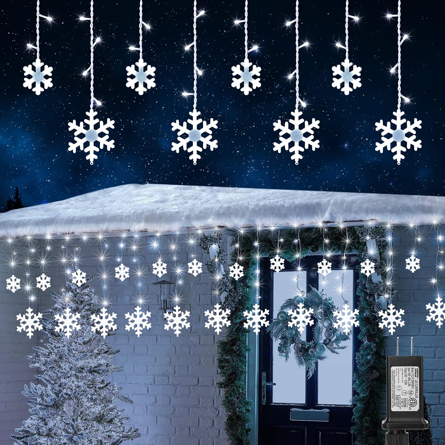 Detalle de Snowflake Christmas Lights with 168 LEDs