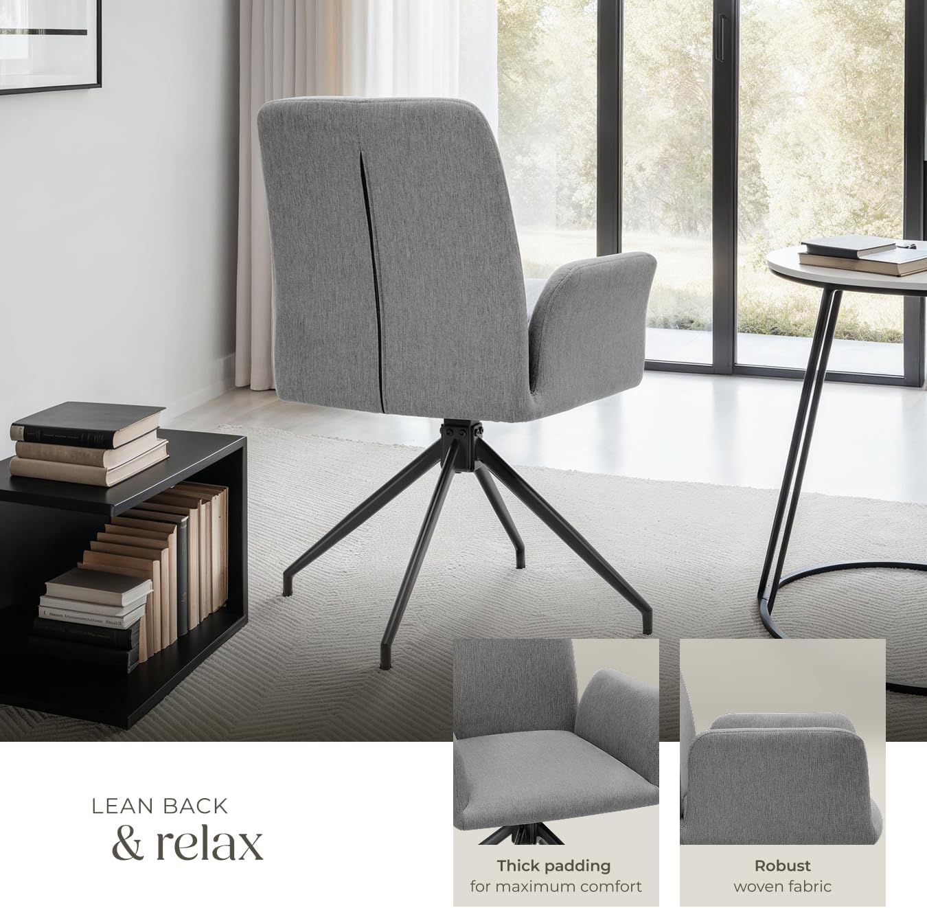 Detalle 1 de tectake 406192 snurrstolar, 4-pack med vadderad sits och 360° rotation