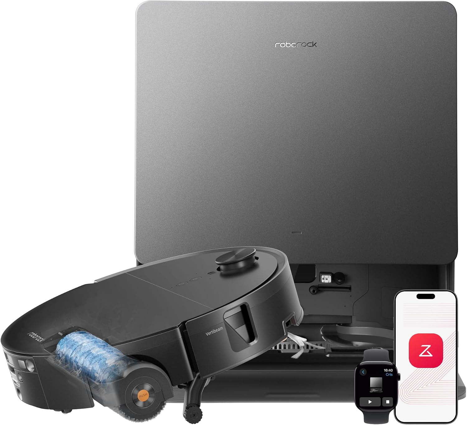 Detalle de roborock Saros 20 Flow Robot Vacuum and Mop, 36,000 Pa, Self-Cleaning Roller