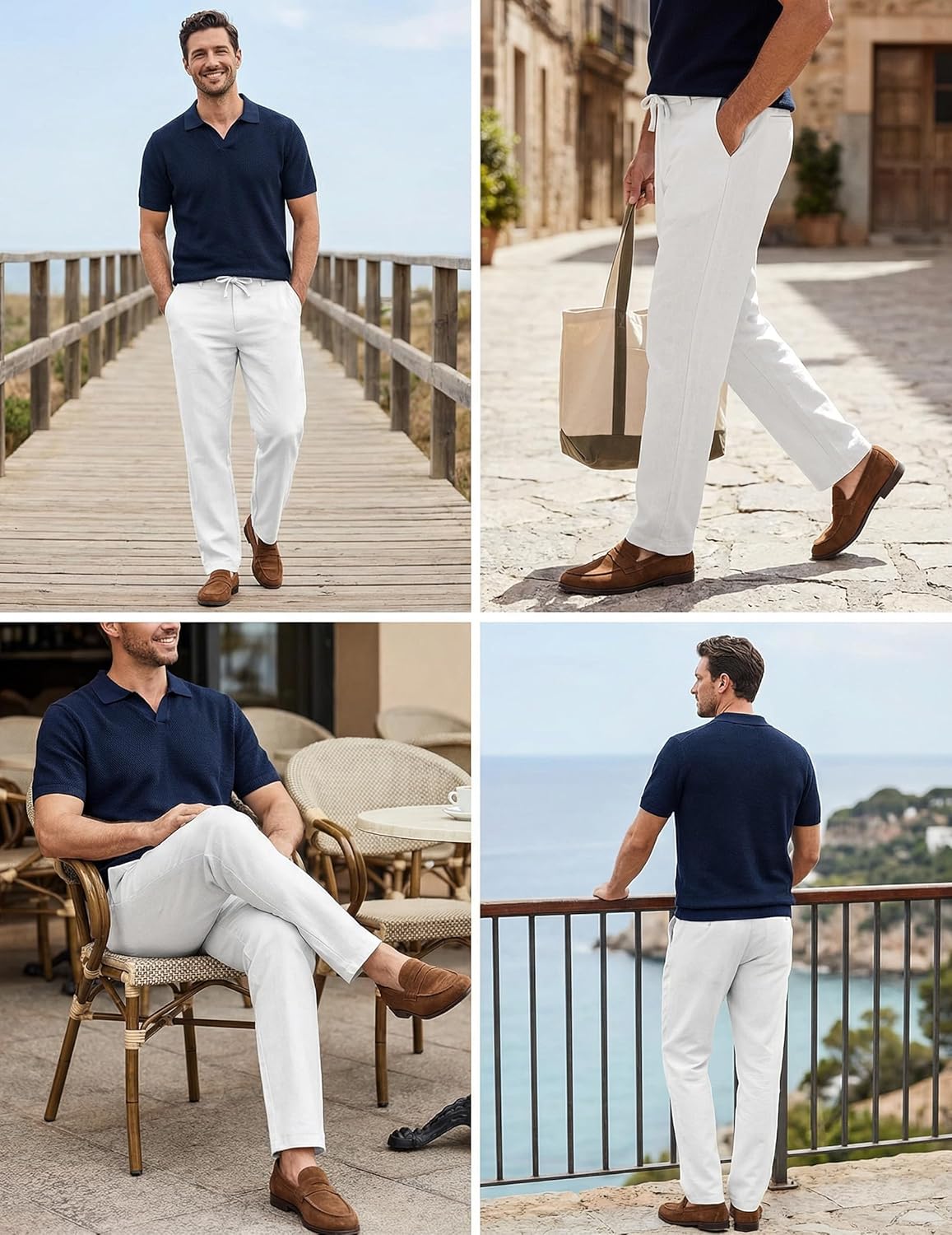 Detalle 2 de COOFANDY Men’s Cotton Linen Drawstring Pants (Cotton-Linen Beach Trousers)