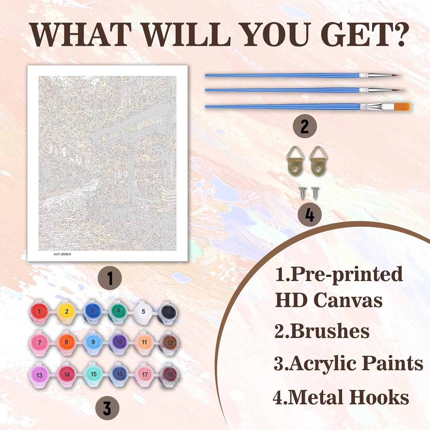 Detalle de Paint by Numbers for Adults: Autumn Scenery 12x16in DIY Canvas Kit