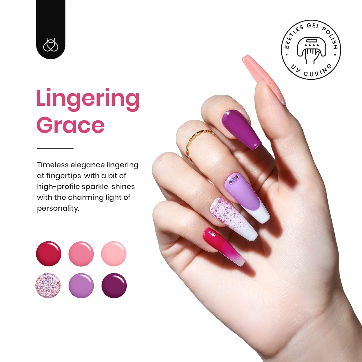 Thumbnail 2 de Beetles UV Nagellack Set „Lingering Kollektion“ (39 Stück) mit 36 Mini-Gel-Lacken und 3 Top-/Basis-Lacken