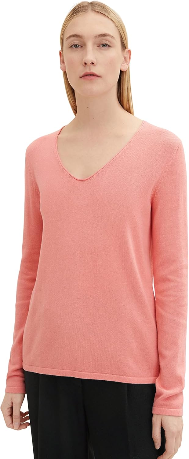 Thumbnail 6 de TOM TAILOR Damen Strickpullover mit V-Ausschnitt – Basic mit Regular Fit