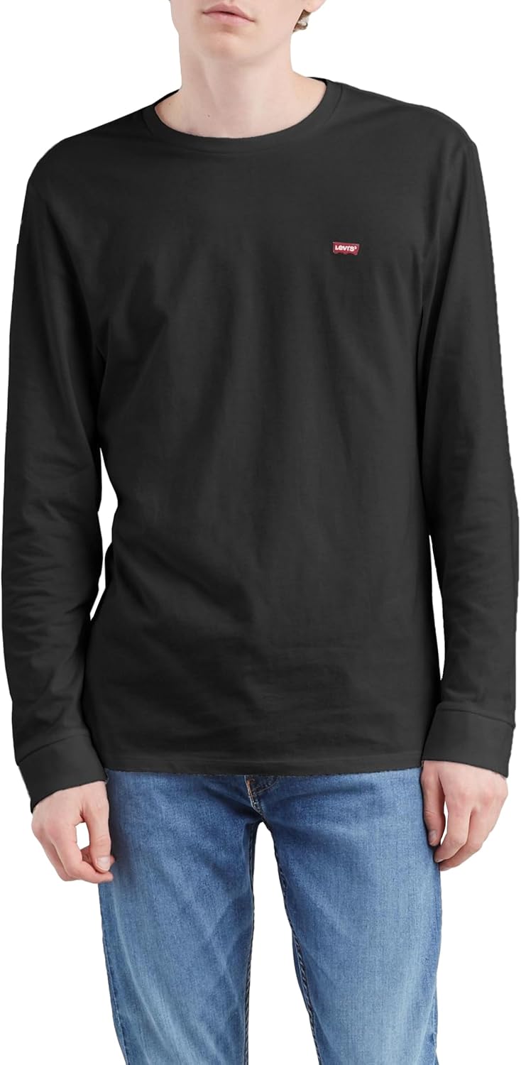Detalle de Levi's Long-Sleeve Original Housemark Tee: maglietta maniche lunghe in cotone biologico