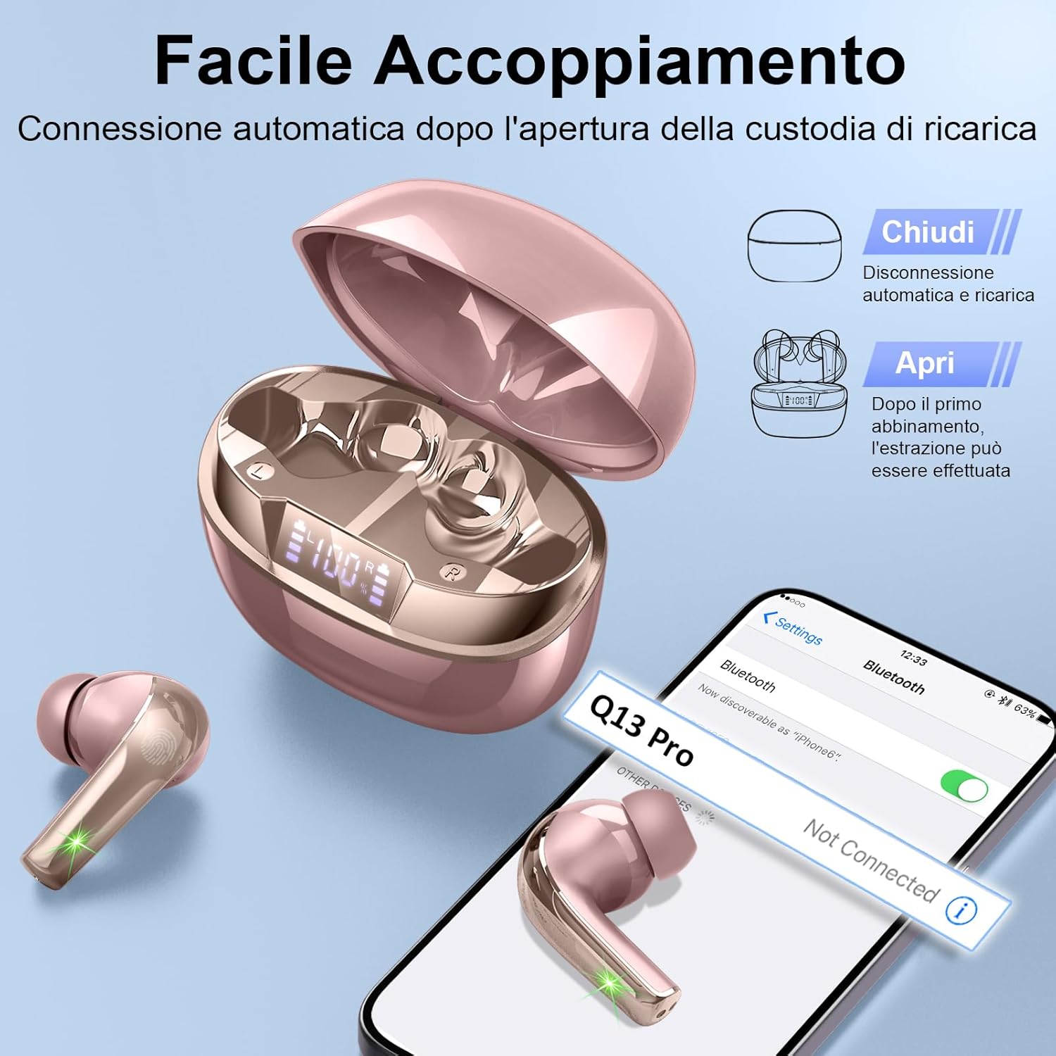 Thumbnail 2 de AOSRAU Wireless Earbuds (Bluetooth 5.3) with ENC Mic, Waterproof IP7 – Rose Gold
