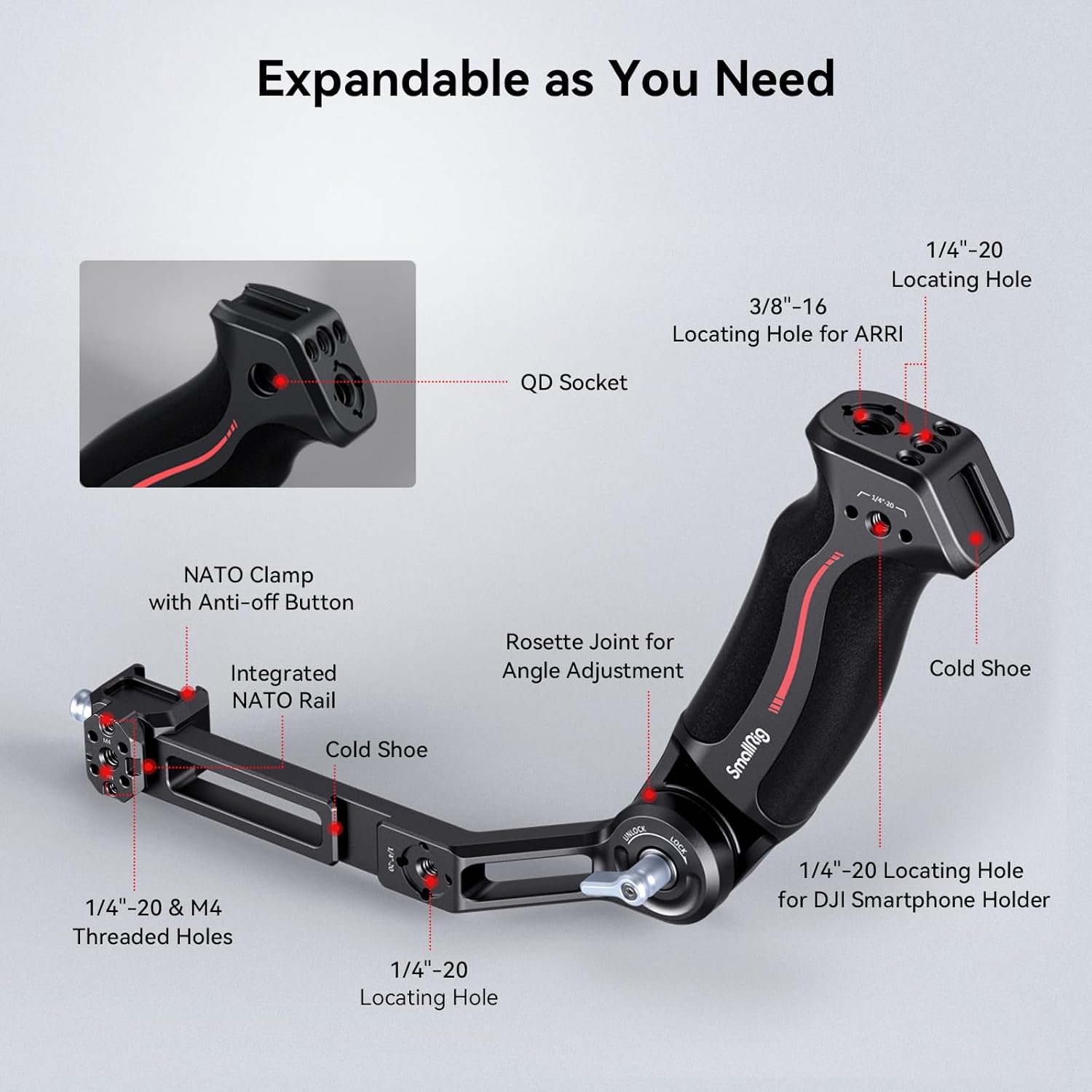 Thumbnail 4 de SmallRig RS 4 Mini / RS 4 / RS 3 Gimbal Sling-Handgriff 3028D (bis 8 kg) für Low-Angle Shots