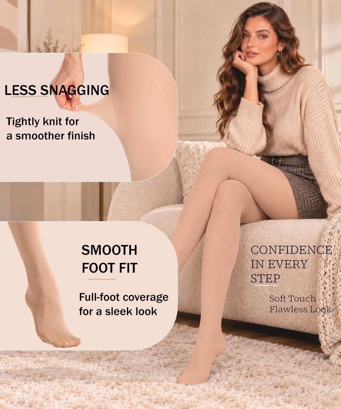 Thumbnail 3 de Hiltzo Fashion Women's 80D Semi-Opaque Footed Pantyhose