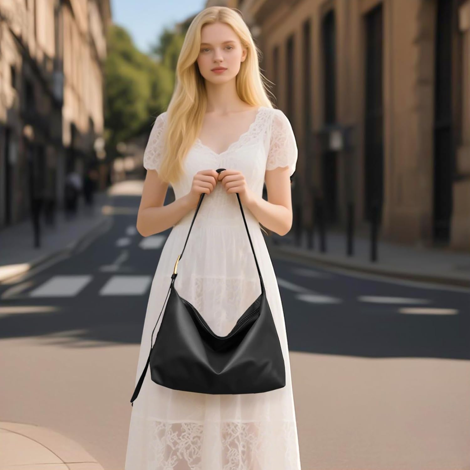 Thumbnail 6 de Gluckstar Große Damen Umhängetasche Nylon Shopper Tasche – Groß, Wasserdicht & Vielseitig