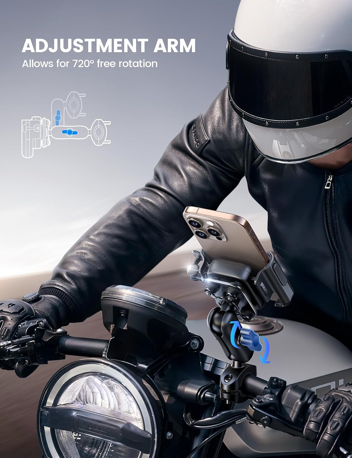 Thumbnail 2 de Lamicall All-Metal Motorcycle Phone Mount Holder with Extendable Arm