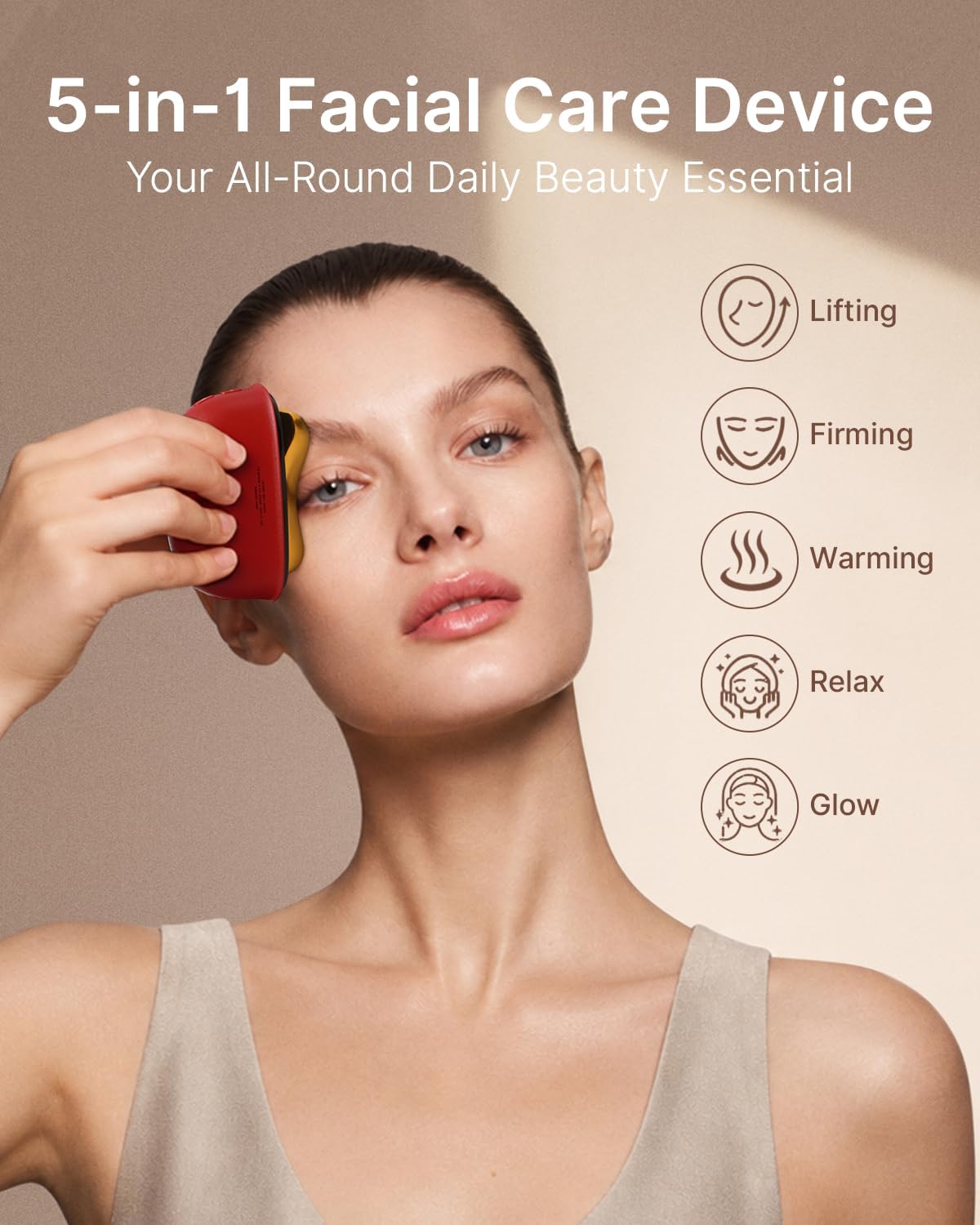 Detalle de ZDEER GS5 PRO Electric Gua Sha Facial Massager with Red Light and Heat