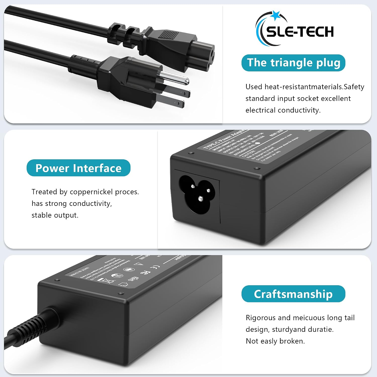 Thumbnail 3 de SLE-TECH 65W USB-C Laptop Charger (Type-C) for HP Chromebook and Compatible Laptops/2-in-1s