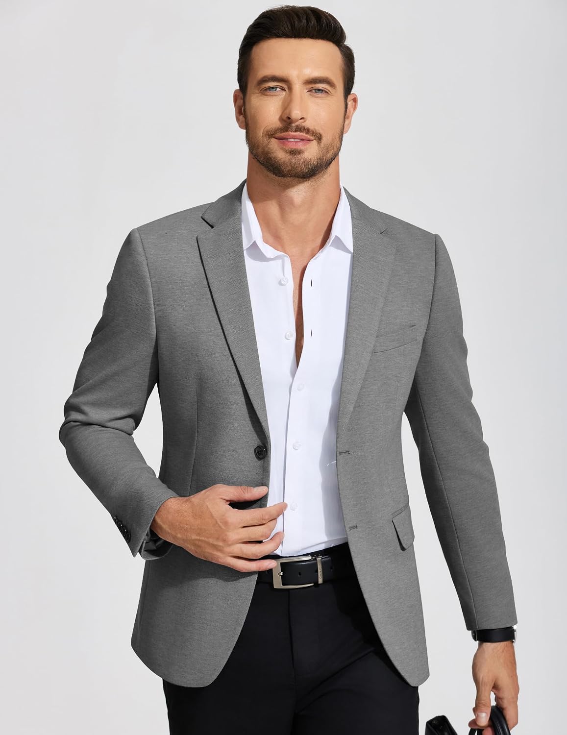 Detalle de COOFANDY Men's Knit Sport Coat, Lightweight Two-Button Blazer with Stretch Fabric