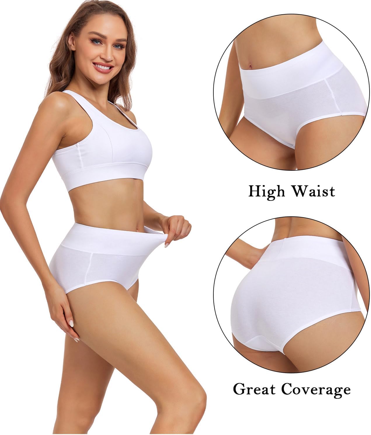 Detalle de wirarpa Damen-Unterhosen Baumwolle – Hoch-Taillenslips, 4er Pack