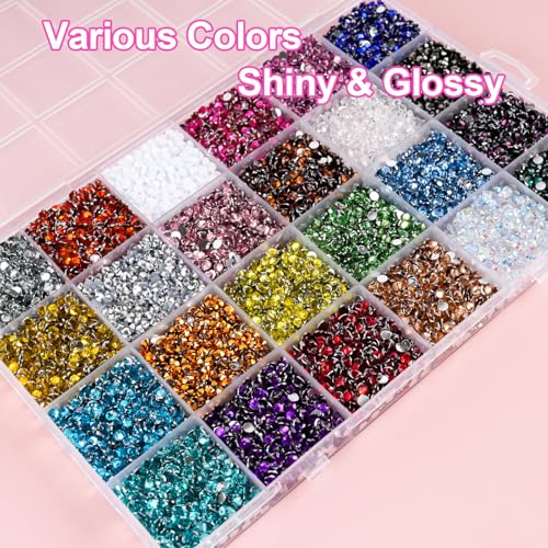 Thumbnail 3 de CANVALITE 48000pcs Nail Art Rhinestones Kit (3mm, 48 Colours) with Tweezers, Pen & Spoon