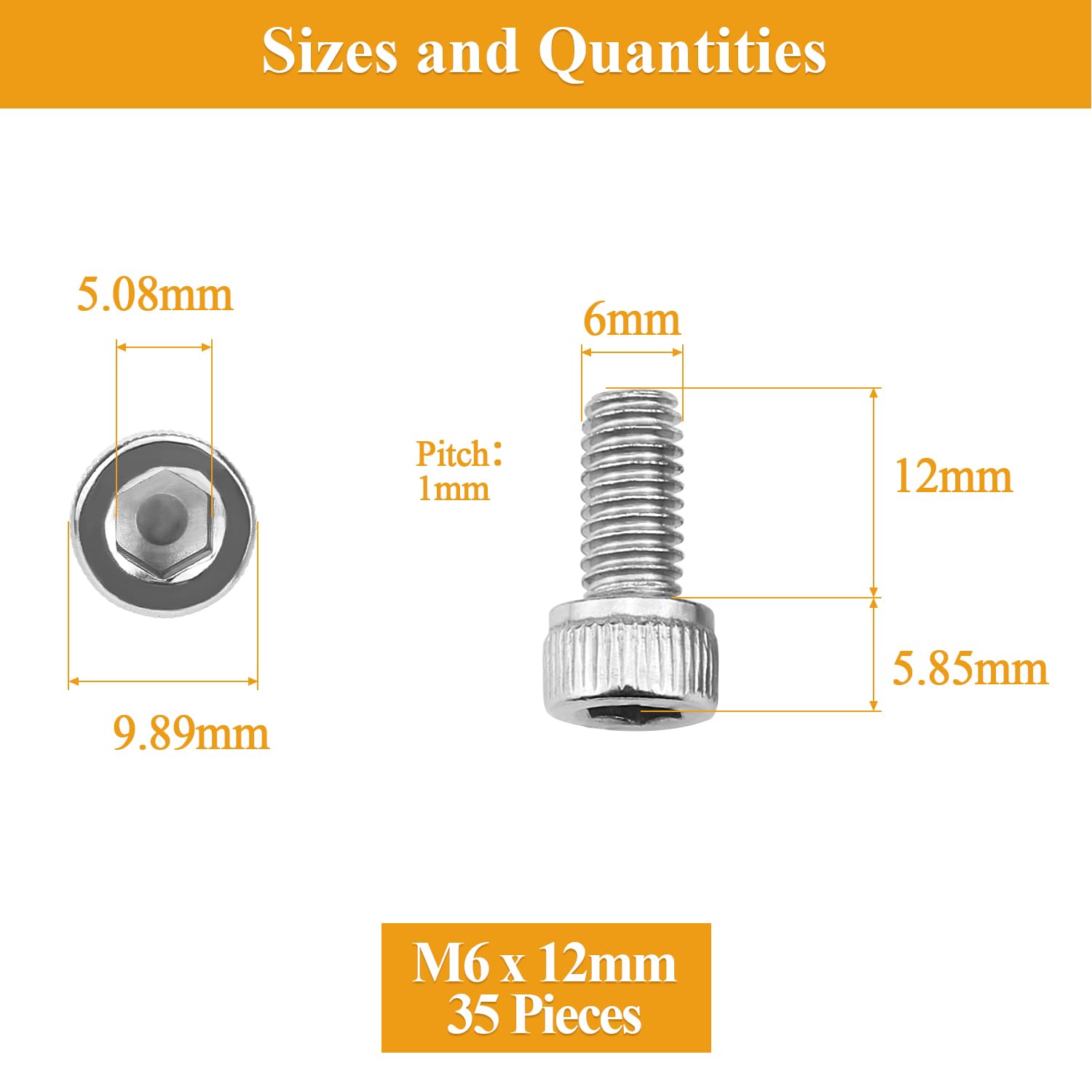 Detalle de Sutemribor Socket Head Cap Screws M6 x 12mm