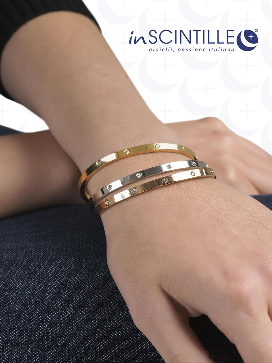 Thumbnail 1 de inSCINTILLE Bangle Bracciale Rigido in Acciaio Inossidabile – Confezione Regalo Inclusa