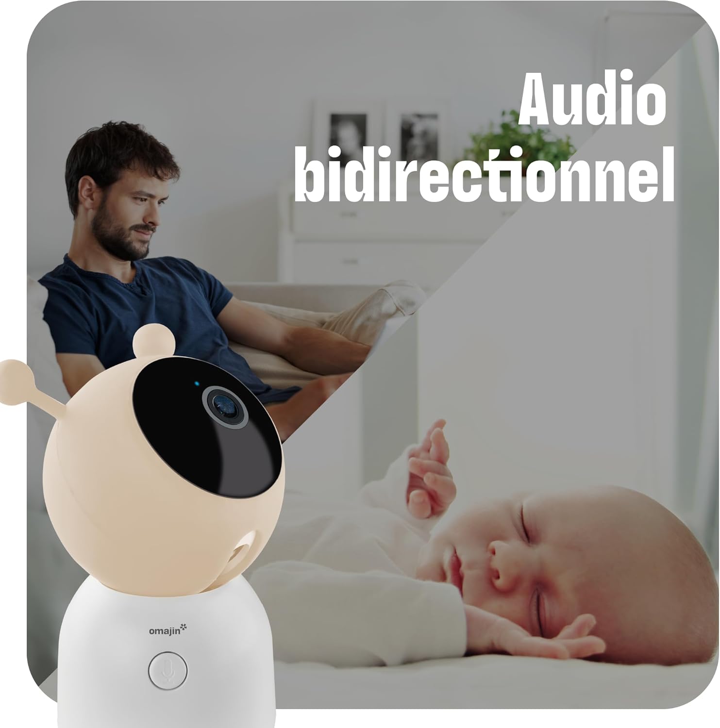 Thumbnail 2 de OMAJIN by Netatmo Smart Baby Monitor Camera 2K HD (OBC-01) : caméra 2K avec vision nocturne, détection des pleurs et audio bidirectionnel