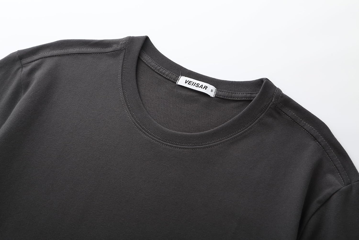 Detalle de VEIISAR Herren dickes Langarm-Rundhals-Shirt aus 100% Baumwolle (Heavy Duty, Pre-Shrink)