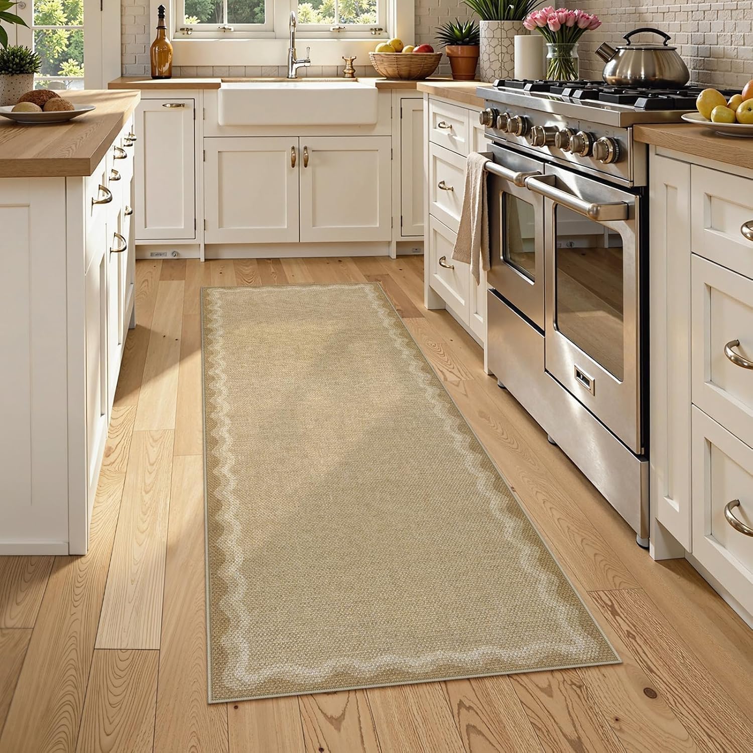 Thumbnail 1 de LIVEBOX Scalloped Washable 2x6 Kitchen Runner Rug