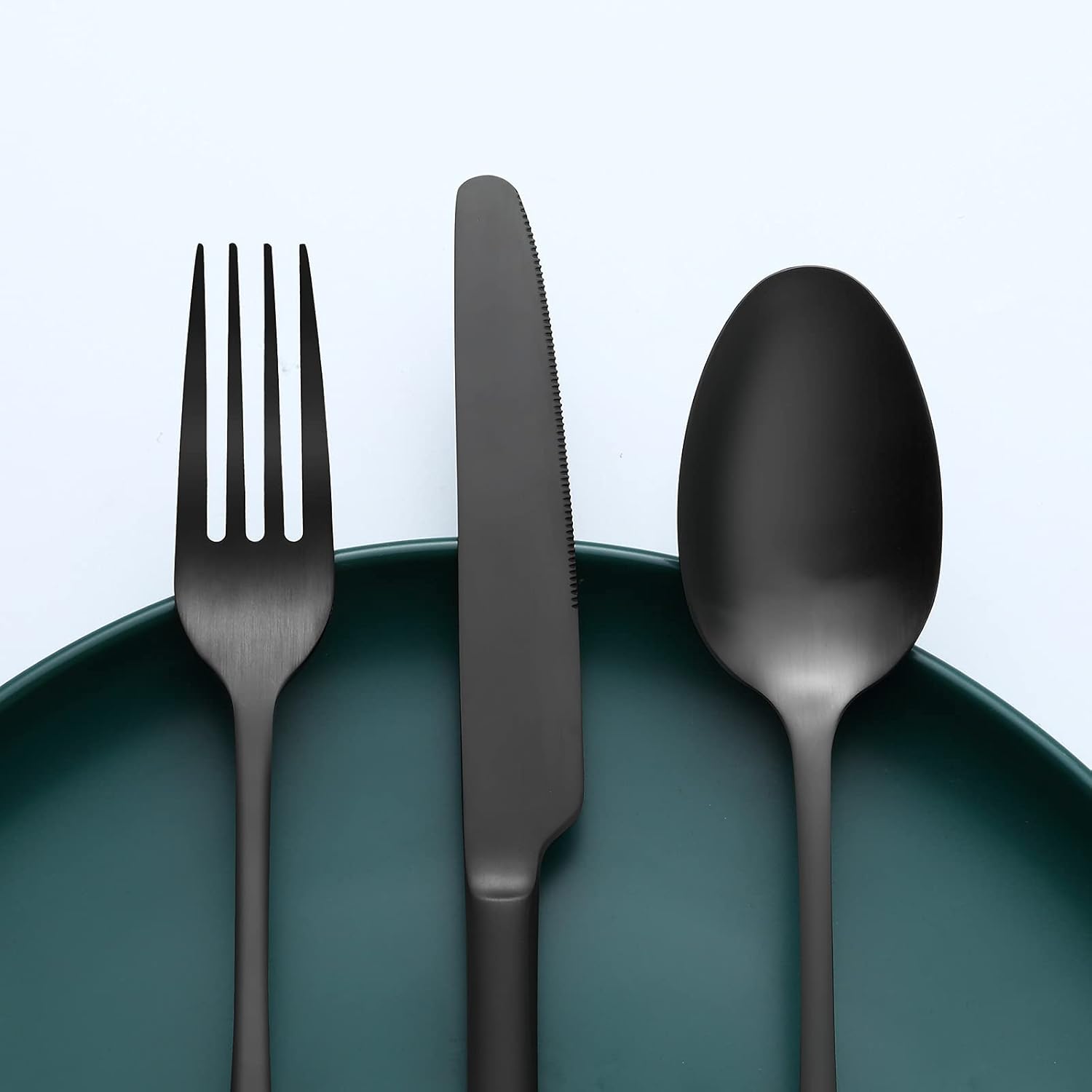 Detalle de Bestdin Besteck-Set für 6 Personen, 30-teilig aus Edelstahl (schwarz matt), spülmaschinenfest