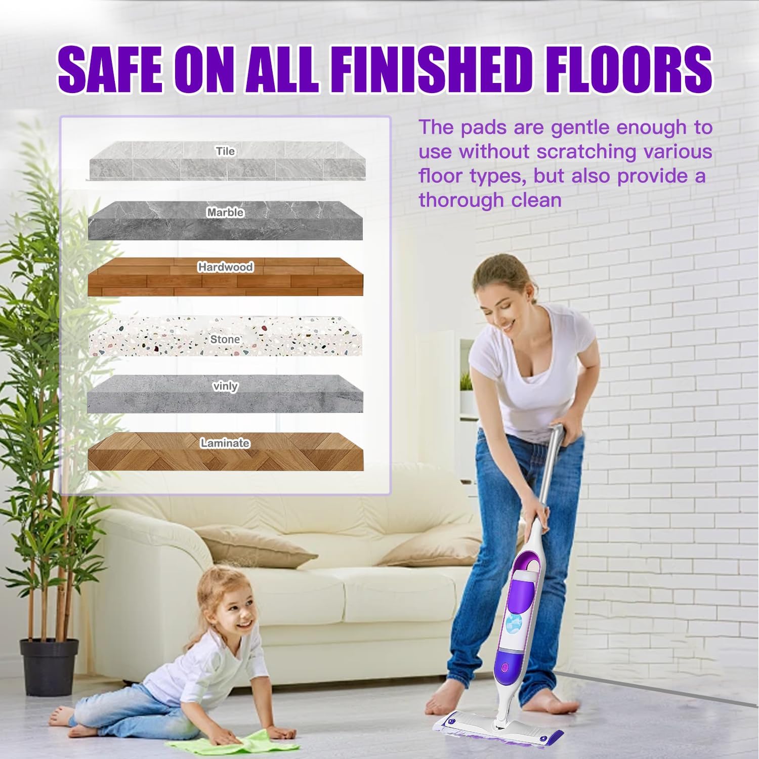 Detalle 2 de SVPSNUMSI Disposable Power Mop Pads, 50 Count, 10-Layer Refills