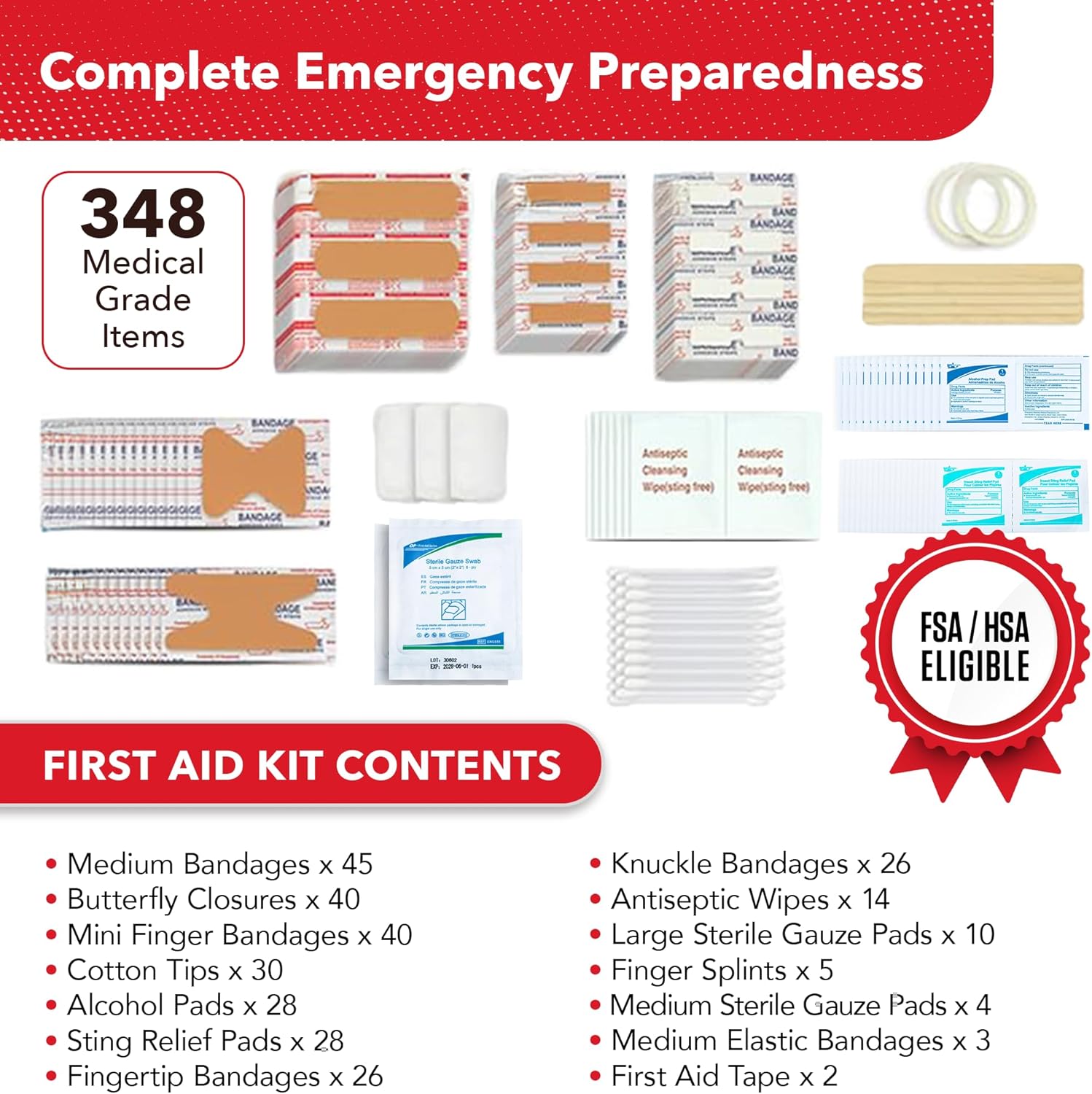 Detalle 2 de Swiss Safe 2-in-1 First Aid Kit for Car, Travel and Home – Large 348-Piece Case + Bonus Mini Kit