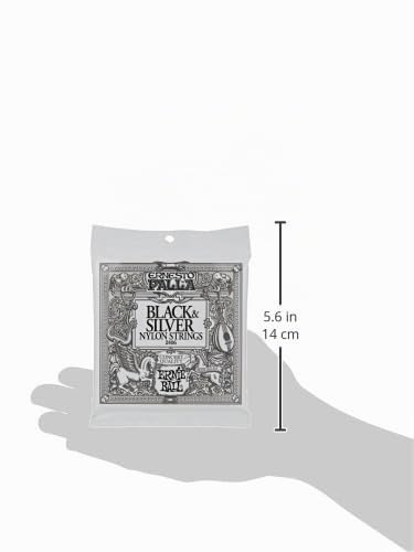 Detalle 1 de Ernie Ball Ernesto Palla Black and Silver: corde nylon per chitarra classica (tensione Medium, estremità avvolte)