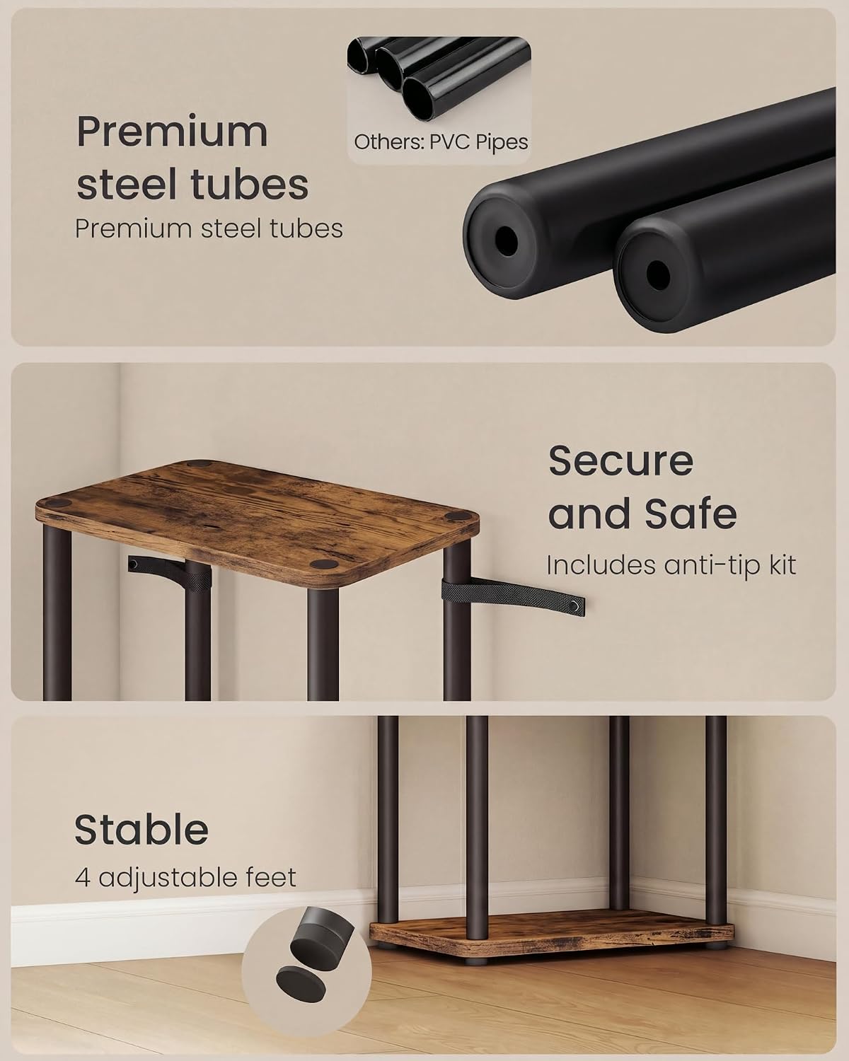Detalle 2 de VASAGLE LLS136K01 6-Tier Standing Shelf, Tool-Free Assembly, Vintage Brown