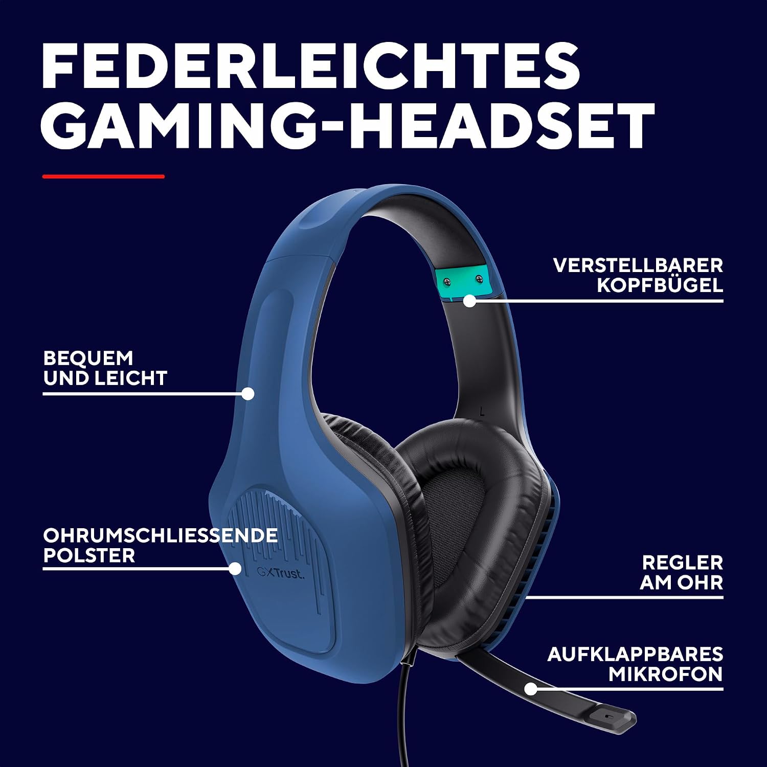 Thumbnail 1 de Trust Gaming GXT 418B Rayne – Leichtes Gaming Headset für PC, Xbox, PS4/PS5, Switch und Mobile
