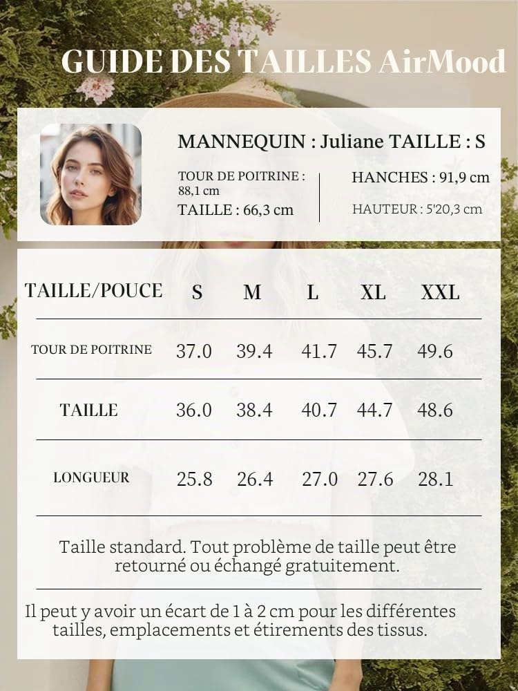 Detalle de AirMood T-shirt d'été ample à manches courtes pour femme avec col en V