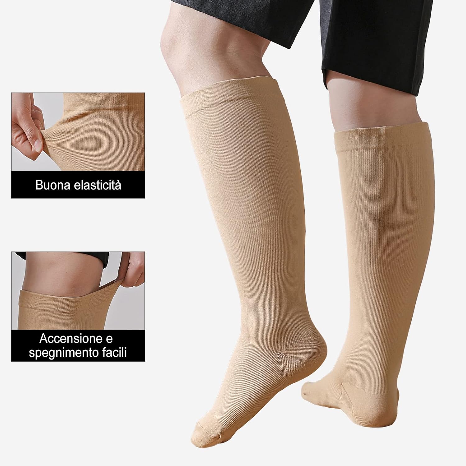 Detalle de Calze a compressione graduata da uomo e donna (2XL–7XL) per sport, viaggi e gravidanza – 1 paio