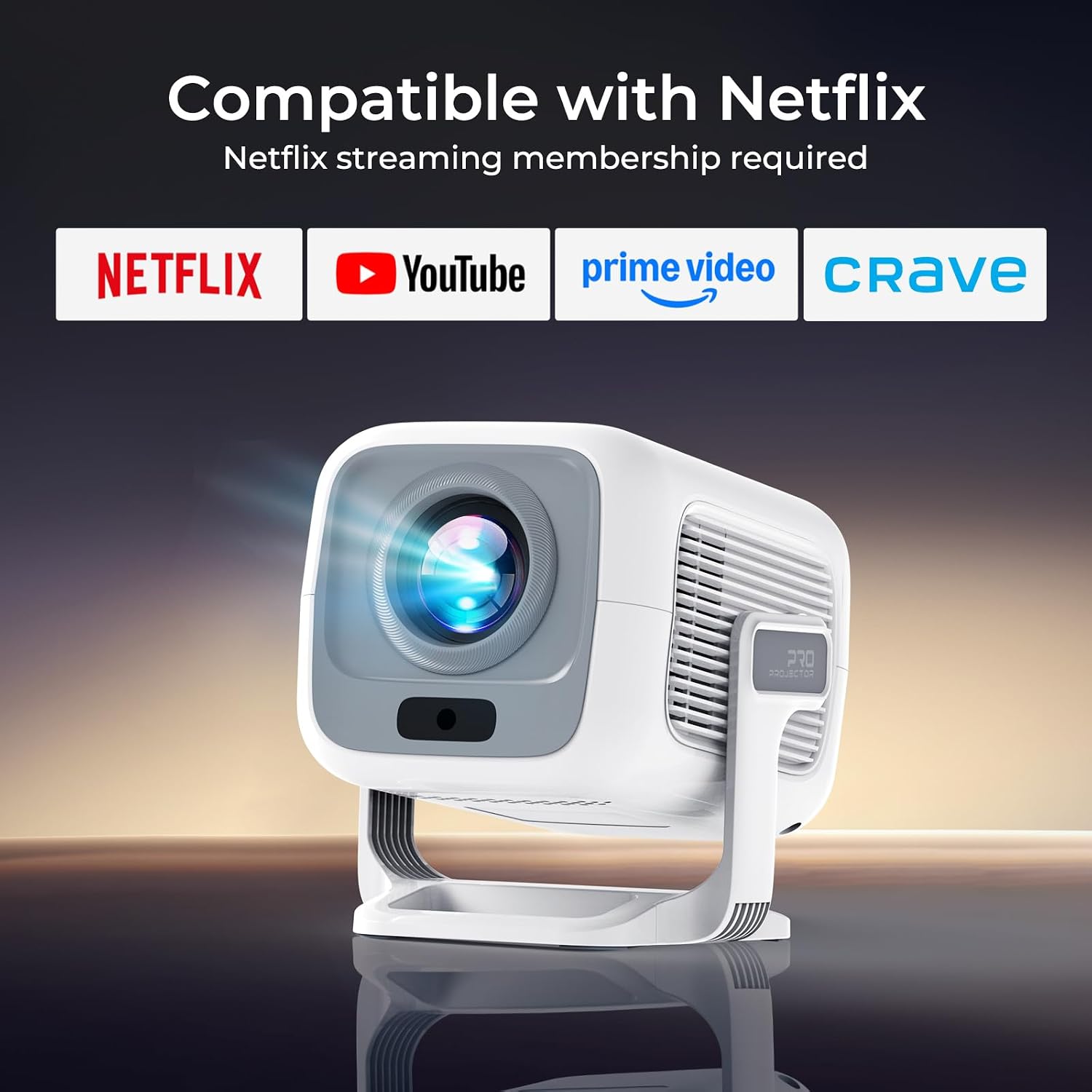 Detalle de LYNCAST X3Pro Smart Projector, Native 1080p, 800 ANSI, Short-Throw