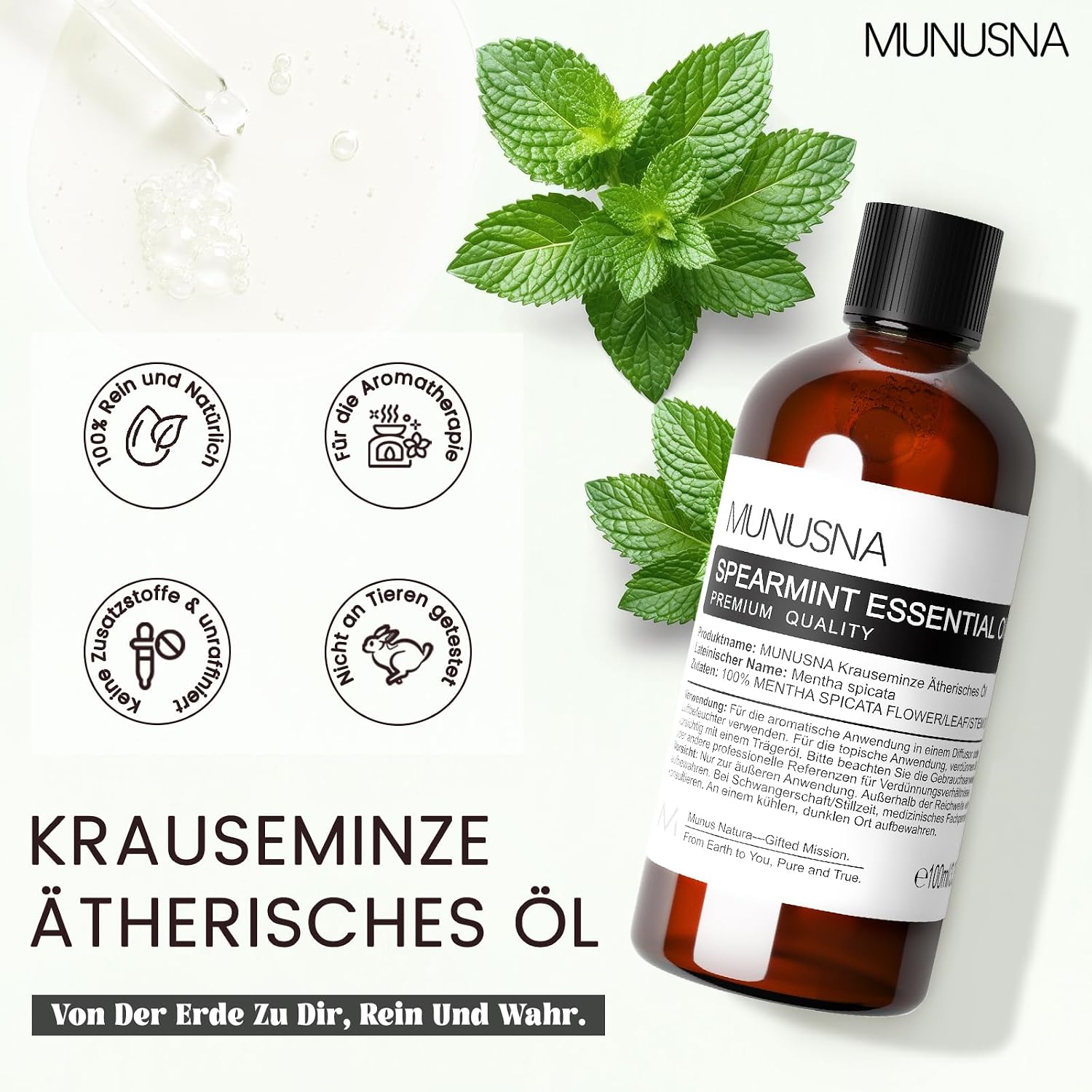 Detalle 2 de Grünes Minzöl 100 ml Spearmint von MUNUSNA