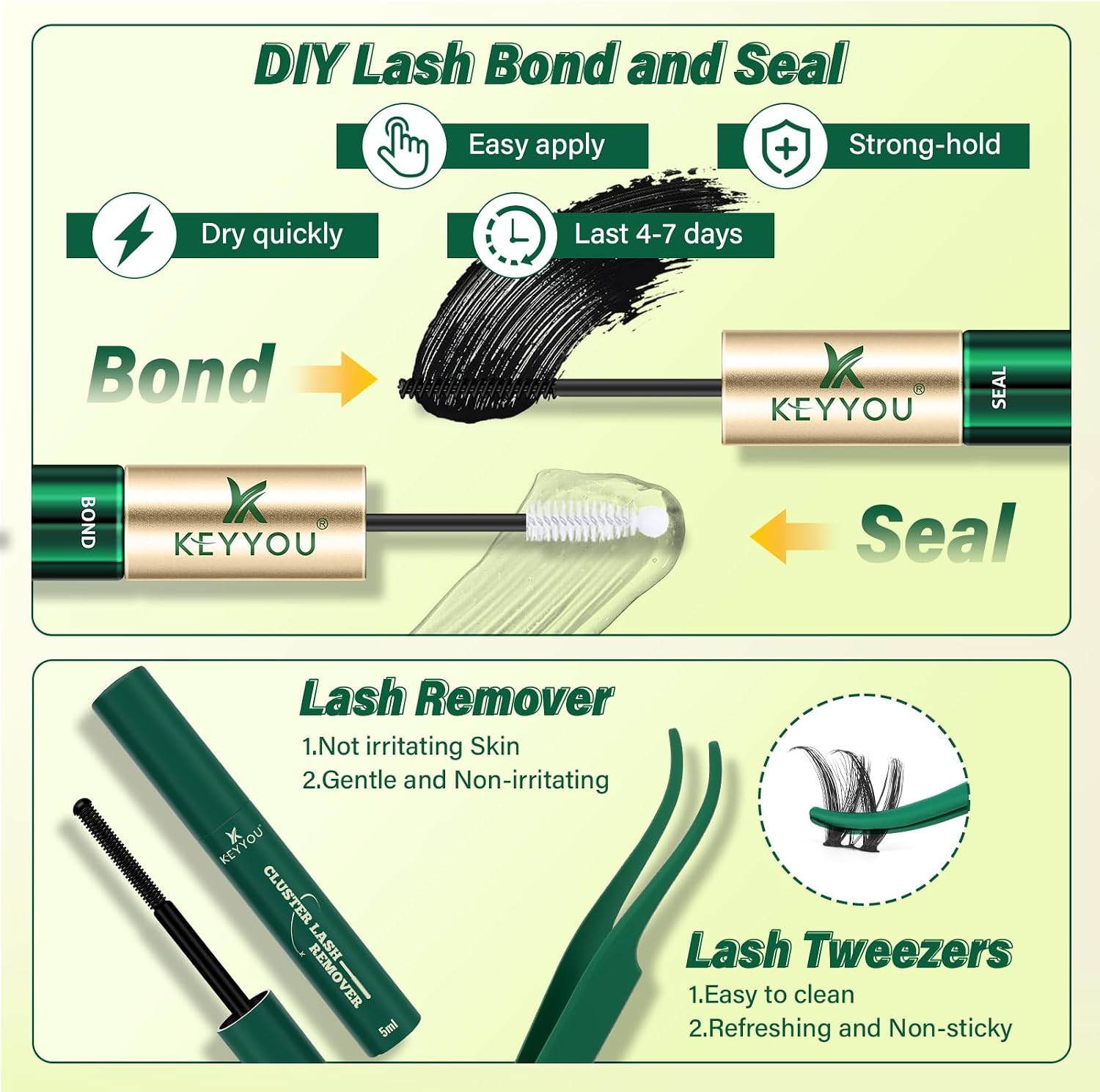 Detalle 2 de KEYYOU Flaunt Lash Flora D Curl Cluster Kit, 144 Lashes, 8–16 mm