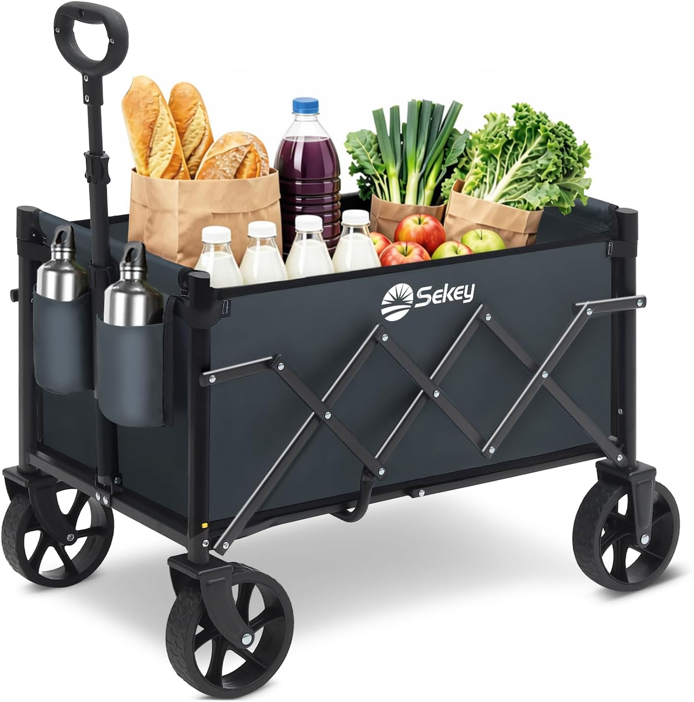 Thumbnail 6 de Sekey faltbarer Bollerwagen Klein (80 kg), Klapp-Handwagen mit höhenverstellbarem Griff – Mini 4029 in Schwarz