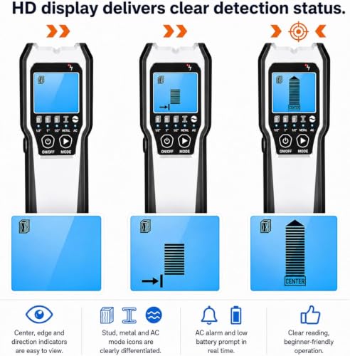 Detalle 2 de FOLAI 5-in-1 Stud Finder Wall Scanner with LCD and Audio Alerts