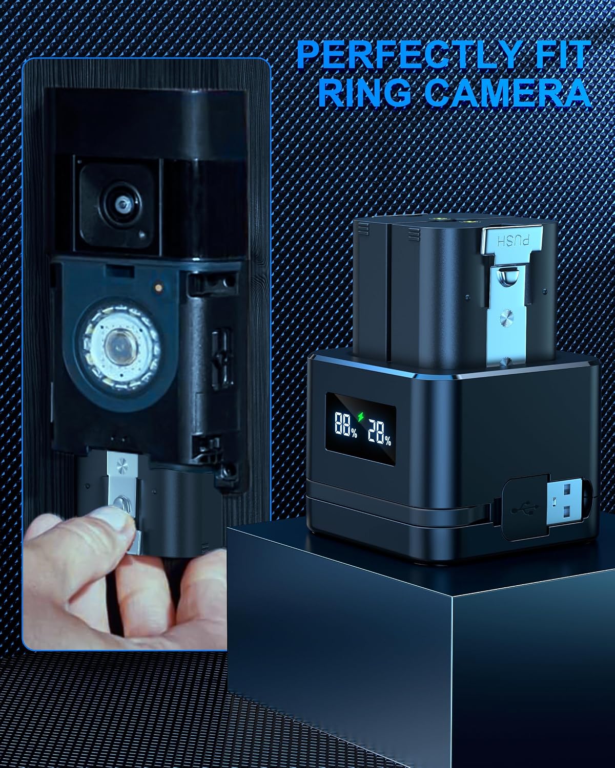 Thumbnail 6 de Loqdivr 2 Batteries and Digital Charging Station for Video Doorbell 2/3/4, Video Doorbell 3 Plus and Battery Cameras