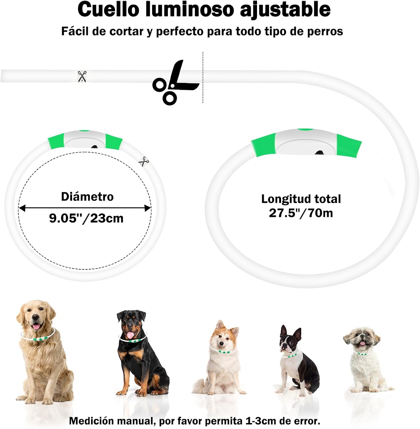 Detalle 2 de Nephafy Collar Luminoso Perro Recargable 3 Modos 🐾