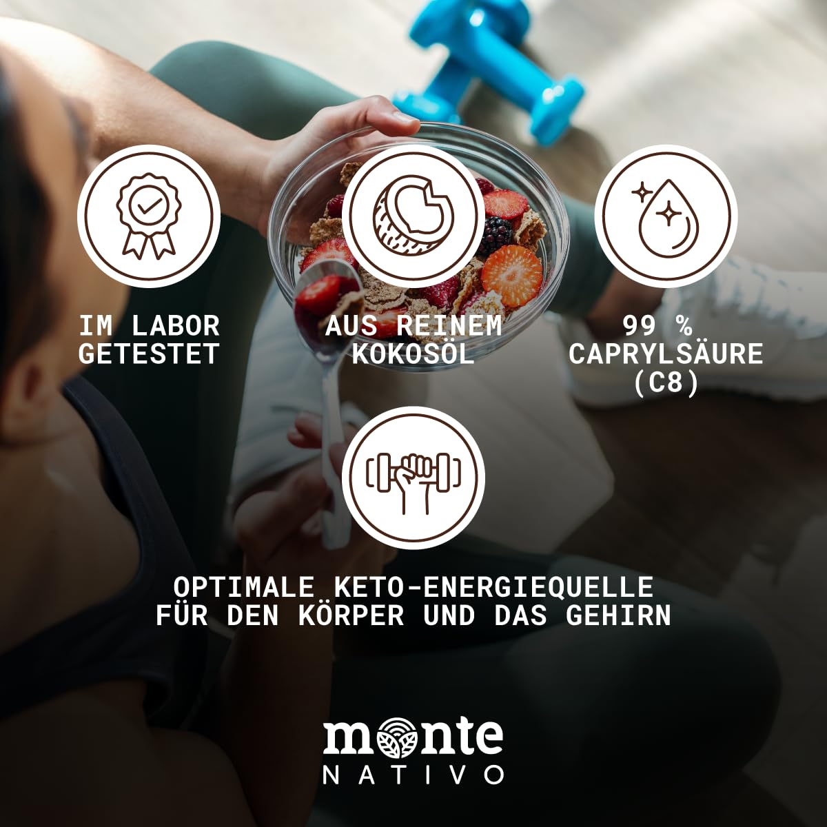 Thumbnail 3 de MCT Öl C8 Monte Nativo (500ml) – Rein Kokosöl für Keto, Bulletproof Coffee und Keto-Smoothies