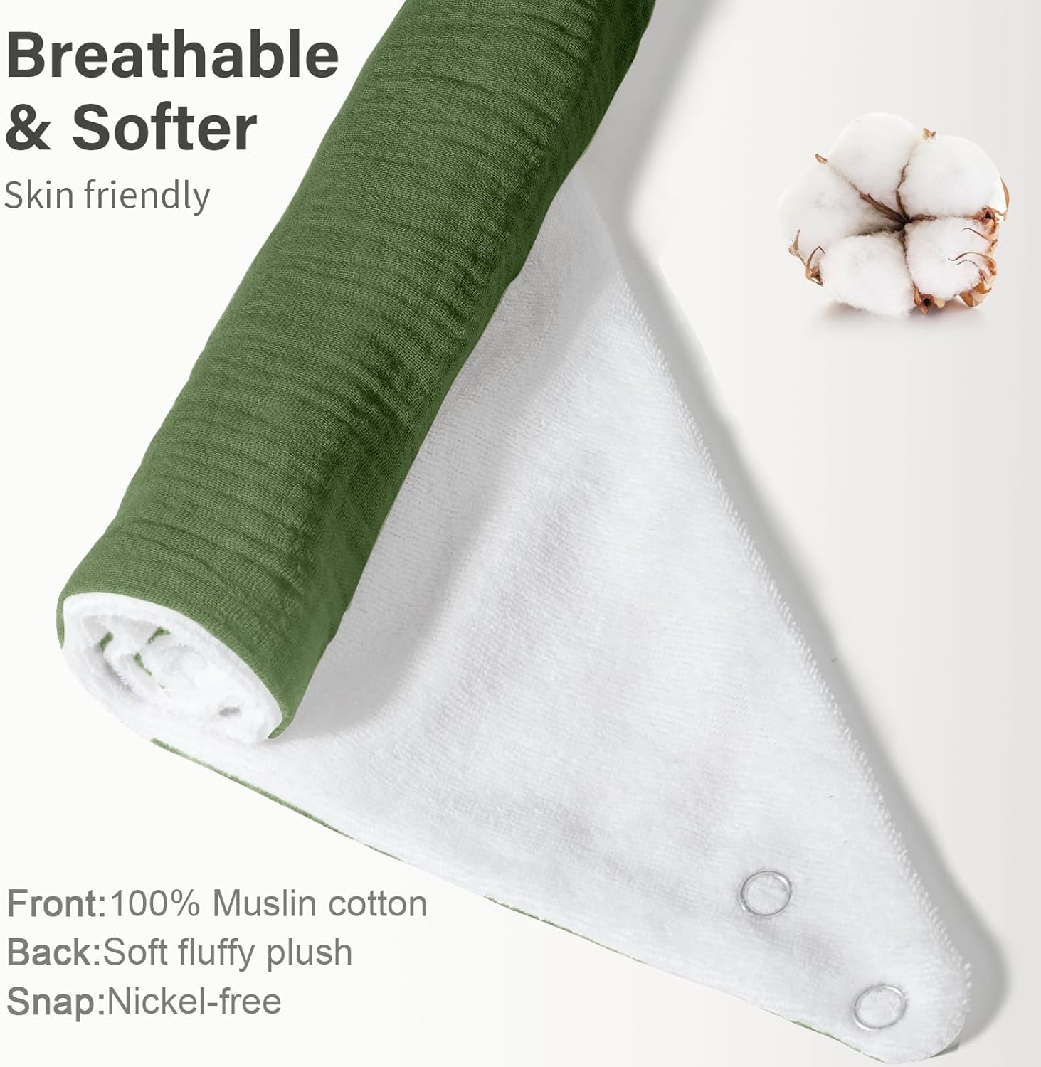 Thumbnail 2 de NISXABEBE 6er-Set Baby-Lätzchen aus Musselin mit verstellbaren Druckknöpfen – für Junge und Mädchen