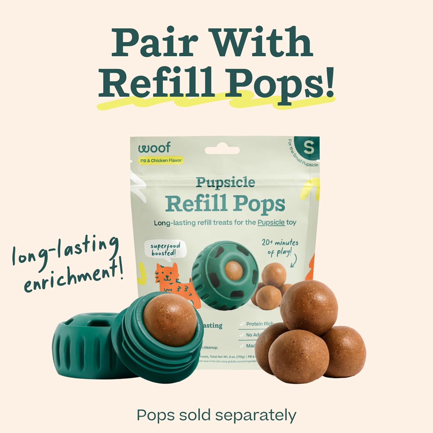 Thumbnail 6 de WOOF Pupsicle: Long-Lasting Interactive Dog Ball Toy for Small Dogs (10–25 lbs)