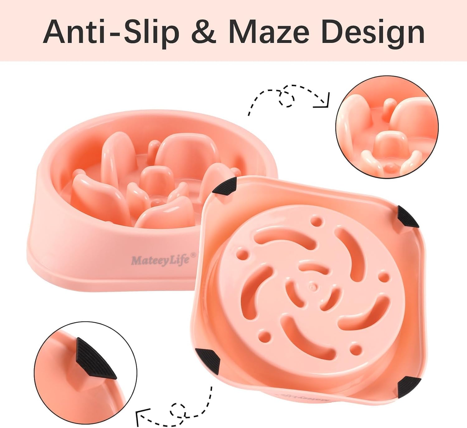 Detalle 2 de Mateeylife Hundenapf Slow Feeder für 2 Tassen