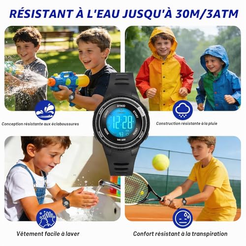 Thumbnail 2 de DTKID Montre Enfant Digitale 7 Couleurs LED — Chronomètre et Étanchéité 30M
