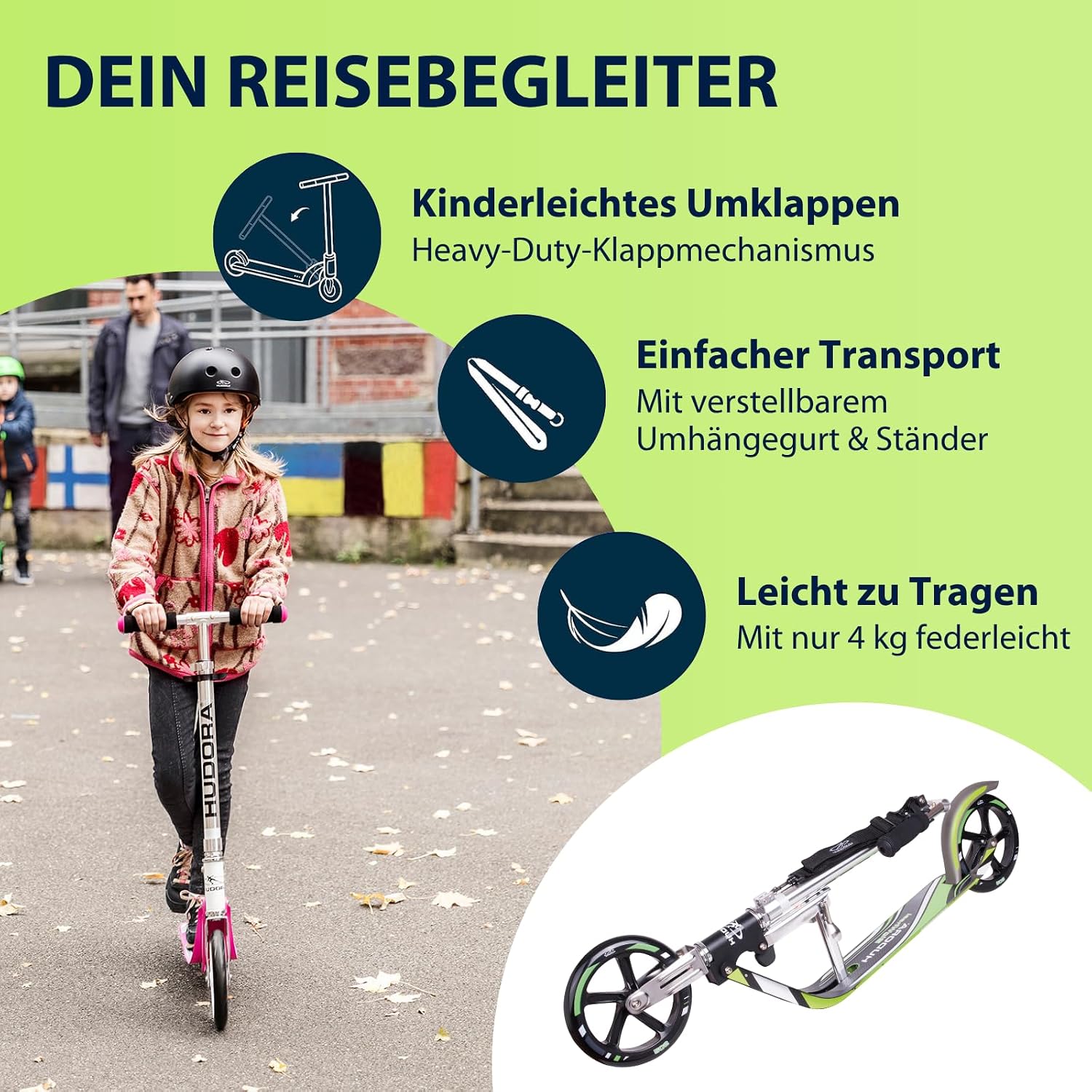 Thumbnail 4 de HUDORA BigWheel 205 Scooter – Stabiler Aluminium-Roller mit Höheneinstellung und Klappmechanismus